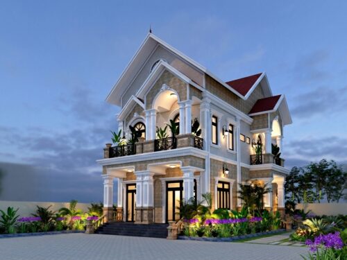 Mẫu Biệt Thự 2 Tầng Hiện Đại B01